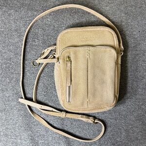 American Leather Co. Suede Crossbody Bag | Sparkle Champagne‎